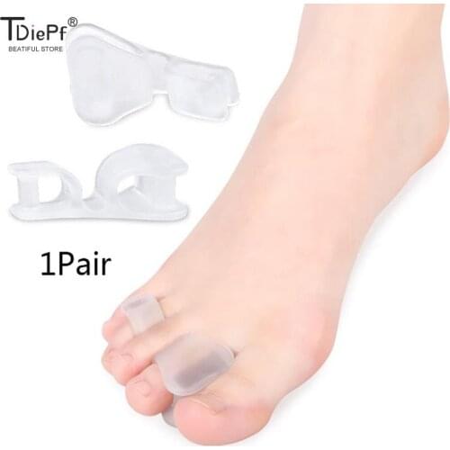 1pair Big Toe Two Hole Thumb Valgus Toe Separator Silicone Gel Foot Fingers Protector Corrector Pedicure Foot Care Tool