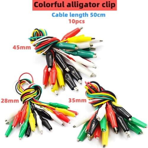 10pcs color belt wire alligator clip electronic DIY sheath electric clip double-headed test clip power supply test lead cable
