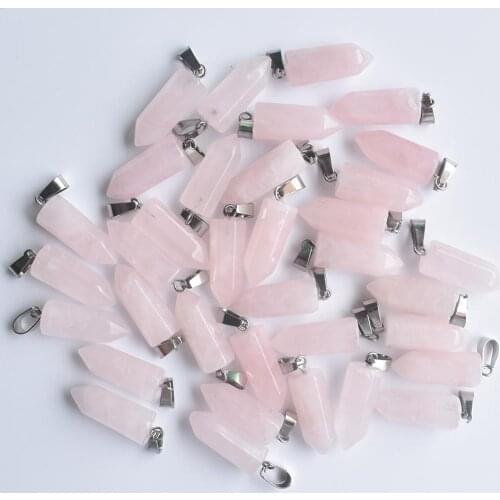 2020 fashion bestselling top quality natural stone pink hexagonal pillar charms pendants 50pcs/lot wholesale free shipping