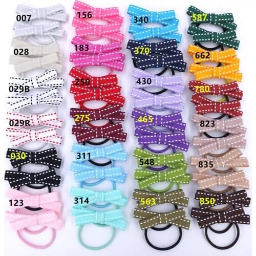 48pc/lot 2.4" Baby Girl Dot Ribbon Bow Hair Bow With Hair Ties Wrapped Hair Clips Safety Alligator clip Kid Ponytail Hair Holder