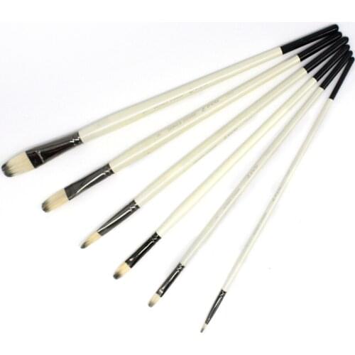 Professional 6 pcs White Bristle Painting Brushes Set Mix Hair Watercolor Acrylic Oil Artistic Paint Brush For Art Supplies