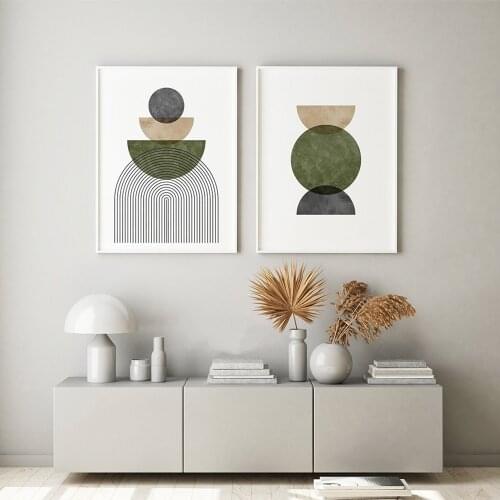 Olive Green Abstract Watercolor Painting Canvas Prints Mid Century Modern Gallery Wall Art Picture Nordic Poster Home Room Decor