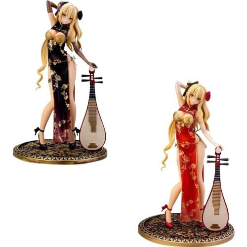 AlphaMax Golden Cheongsam Lute Sexy Girl Soft Chest Figure 24cm PVC action figure Anime Adult Collection Model Toys Doll Gift