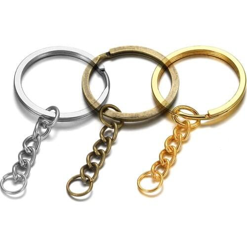5pcs/lot Key Chain Key Ring keychain Bronze Rhodium Gold 25-30mm Long Round Split Keyrings Keychain Jewelry Making Wholesale DIY