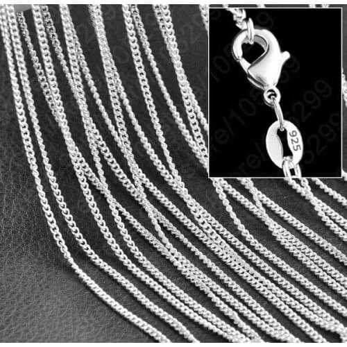 1PC Fine Jewelry Findings 16"-30" Necklace Chains Silver colorPlated 2.0MM Side ChainLobeter Clasp Jewellery Sets For Pendant