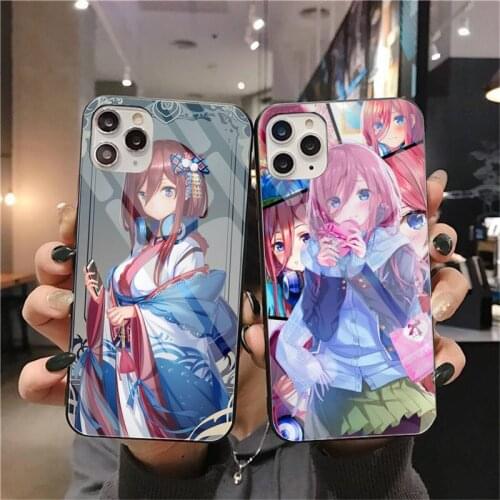 Cartoon Anime Miku Nakano Phone Case Tempered Glass For iPhone 12 Pro Max Mini 11 Pro XR XS MAX 8 X 7 6S 6 Plus SE 2020 Cover