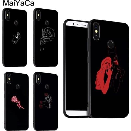 Black Outline Aesthetic Case For Xiaomi Redmi Note 10 Pro 7 8 Pro 8T 9S Note 9 Pro Cover For Redmi 9 9T 9C 9A 8A