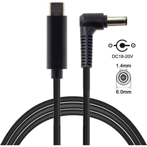 Chenyang Type C USB-C Input to Rectangle 6.0*1.4mm Power PD Charge Cable for Fujitsu Sony Laptop Notebook