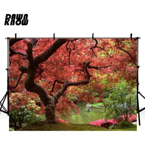 DAWNKNOW Maple Leaf Tree Garden Photography Background Autumn Photocall Backdrops For Children Photo Studio Customize lv1454