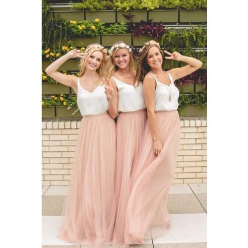 2020 Hot Sale Cheap Underskirt Bridesmaid Dresses Tulle Skirt Blush Prom /Bridesmaid Maxi Skirt Party Gowns robe mariage