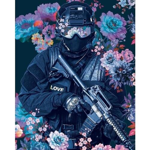 DIY Painting By Numbers Flower Police Frame Oil Coloring By Numbers Wall Art Canvas Picture Hand Painted Home Decoration Gift