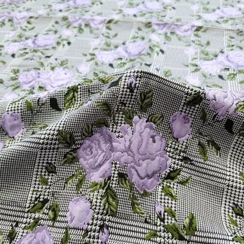145cm width France import purple rose fashion Metallic Jacquard Brocade Fabric, 3D yarn dyed fabric for Women Dress
