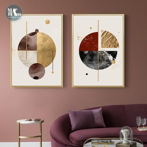 Geometric Abstract golden blue Canvas Print Paintings gold foil Poster Wall Art Pictures on Canvas Living Room Office Home Decor