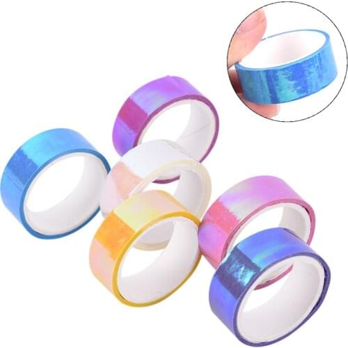 1pcs 500cm Holographic RG Prismatic Glitter Tape Hoops Stick Rhythmic Gymnastics Decoration