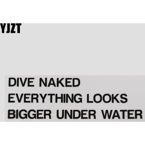 YJZT 21.1CM*6.3CM Interesting DIVE NAKED EVERYTHING LOOKS BIGGER UNDER WATER Vinyl Car Sticker And Humorous Words Decal 13D-0198