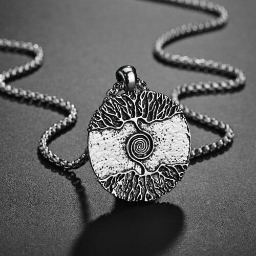 Classic New Tree Pendant clavicle chain mens Stainless Steel Necklace Alloy Pendant