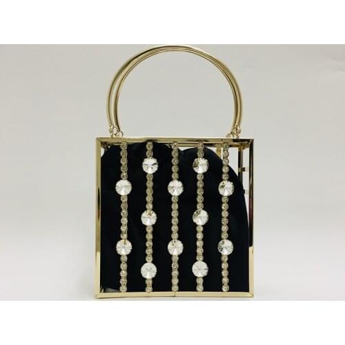 Diamonds Evening Clutch Bags For Women 2021 Luxury Designer Metal Hollow Out Shiny Rhinestone Handbags Purses For Bride Wedding