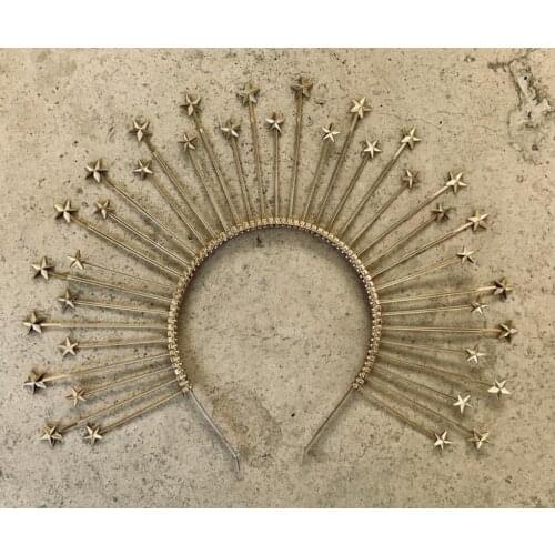 Halo Crown with Mini Star Detail Sunburst Crown Spiked Goddess crown Customizable Bridal Crown Met Gala Crown Z-17