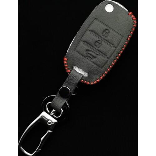 Leather Folding Car Key Cover Protection For KIA Sid Rio Soul Sportage Ceed Sorento CeratoK2 K3 K4 K5 Case Protect Keychain