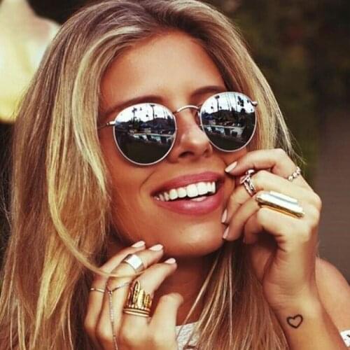 Round Retro Sunglasses Women Luxury Brand Glasses for Women/Men Small Metal Sunglasses Women Mirror Glasses Oculos De Sol Gafas