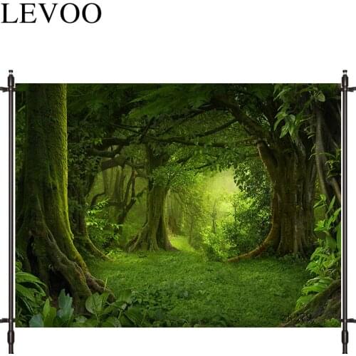 LEVOO photographic background Deep tropical jungle Spring Woods Green Pathway backdrop photo shoot photocall photobooth prop