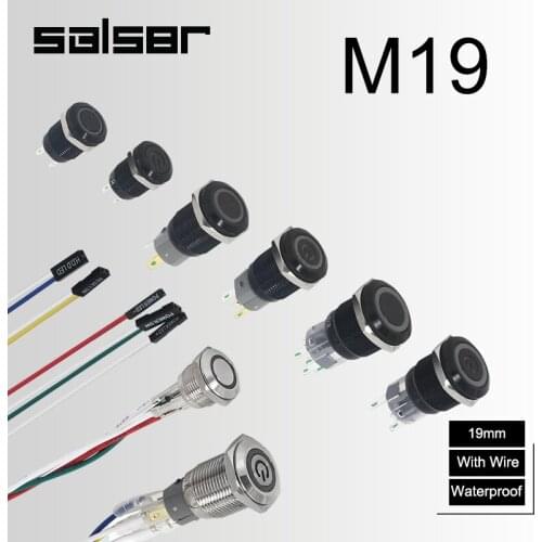 19mm DIY Metal Push Button Switch 3-6V With Wire For Computer PC Lamp Light Main Board Power Supply Black/Silver