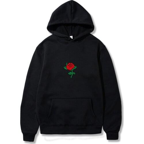 Fashion Rose Print Men Hoodie Sweatshirts Harajuku Autumn Tracksui 2021 Unisex Pullover Streetwear Casual Oversized Clothes Tops