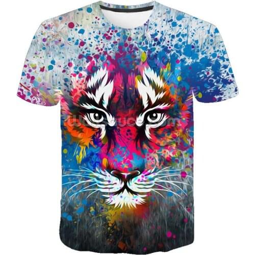 3D Tiger Graphic Mens T-Shirt New Hot-Sale Fashion Comfortable Synthetics Printing Short Sleeves Animal Theme Top For Boy