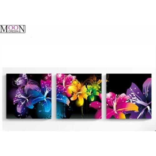 5D DIY Diamond Painting Cross Stitch 3Pcs/Set Lily Flower Diamond Mosaic Full Square Drill DIY Diamond Embroider Decoration Kits