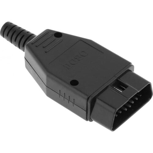 OBD-II DIY Plastic 16Pin Male Extension Opening Cable Car Diagnostic Interface Connector PLug with SR Shell and Screw