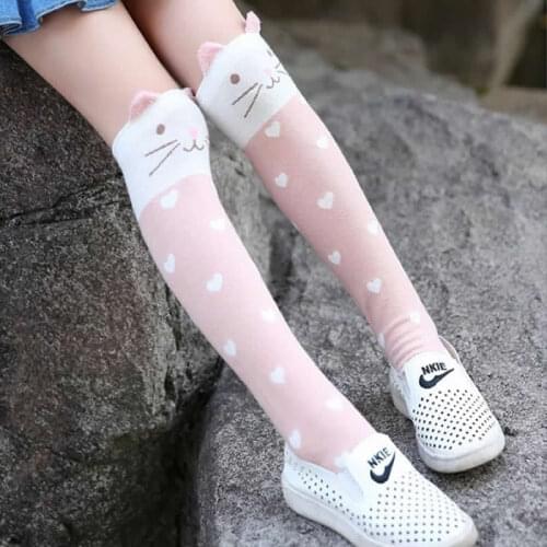 Autumn period childrens socks Cotton stereo cat ear socks girls Cartoon for straight baby knee-high socks