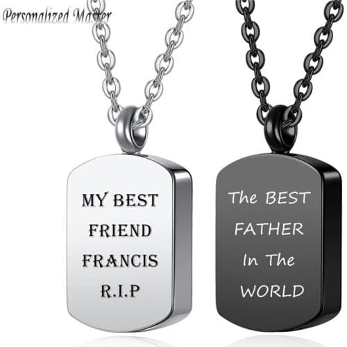 Personalized Master Customized Pendant Military Army Dog Tag Pendant urn Keepsake Cremation Necklace Engraved Characters Jewelry