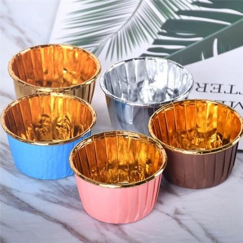 50pcs Gold Silver cupcake liner baking cup cupcake paper muffin cases Cake box Cup egg tarts tray cake mould decorating tools