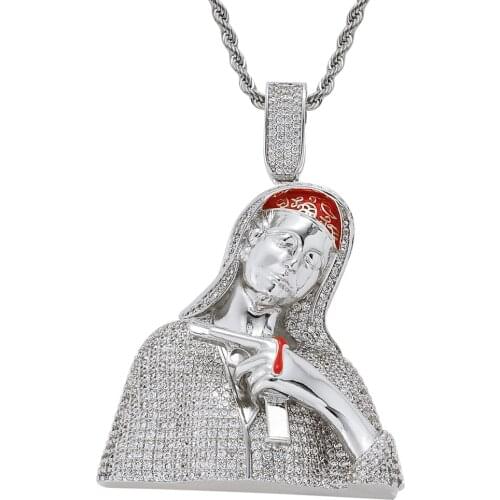 Hip Hop Pendants 2 Colors Necklace For Men Iced Out Bling Cubic Zircon Mens Rapper Jewelry