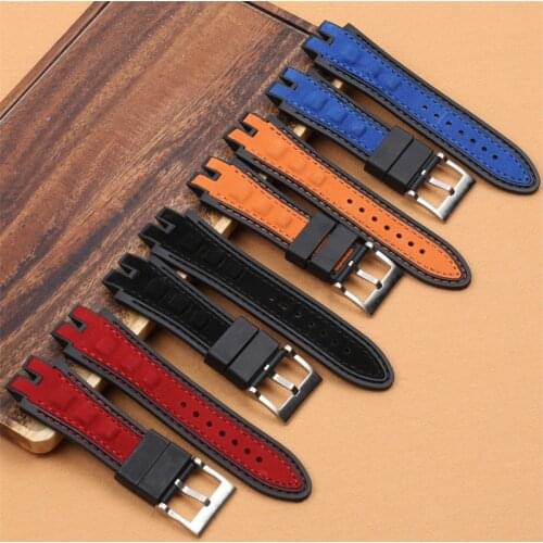 28mm Genuine Leather Nature Rubber Silicone Watchband For Roger Dubuis EXCALIBUR Series Watch Strap Pin Buckle