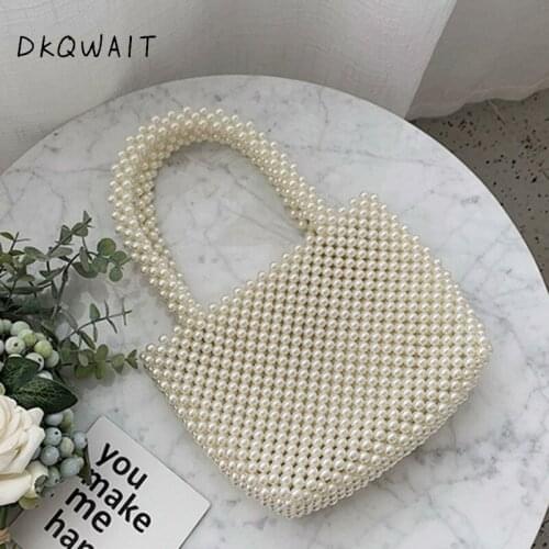 Pearls Beading Bags For Women Handbag Fashion Handmade Pearls Handbags Women Vintage Evening Party Bag Ladies Luxury Tote 2019
