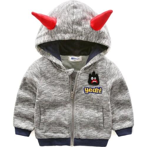 Autumn winter children coat hoodies Boys girl cotton sweatshirt cartoon 3D monster dinosaurs Ox horn baby toddler kids clothes