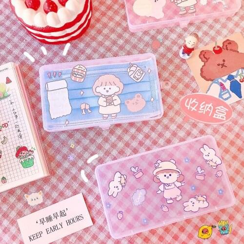 Creative Student Mask Storage Box Portable transparent acrylic dust proof box Small size temporary storage mask box