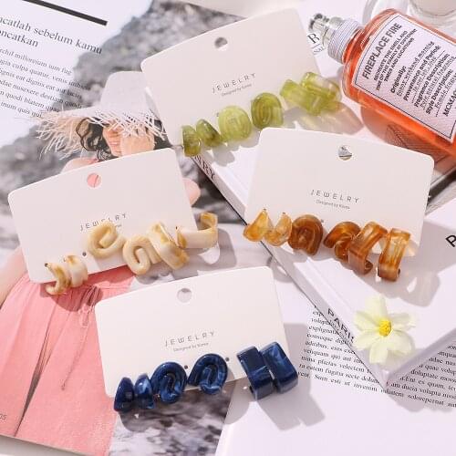 Vienkim Bohemian Geometric Resin Stud Earrings Set For Women Cute Rainbow Color Blue Acrylic Earrings Brinco Jewelry 2021