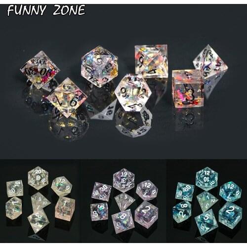 Top Grade Handmade Colorful Sharp Edge and Beautiful Dice Set 7pcs/set D4-D20 with DND RPG Gift Boardgames