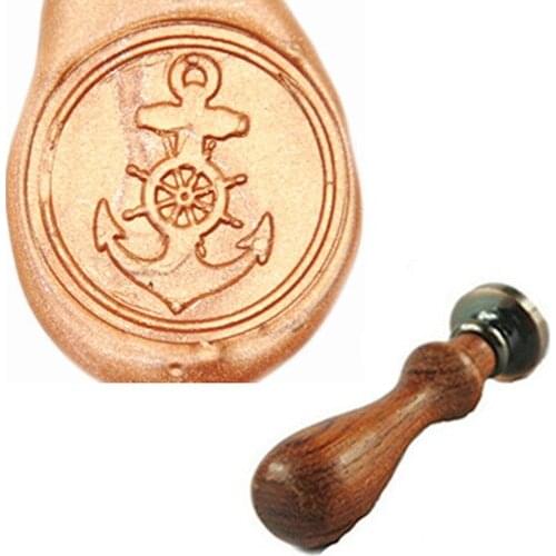 Anchor Wheel Wax Seal Stamp, Brass Head with Wooden Handle, Wedding Invitation Wax Seal Sealing