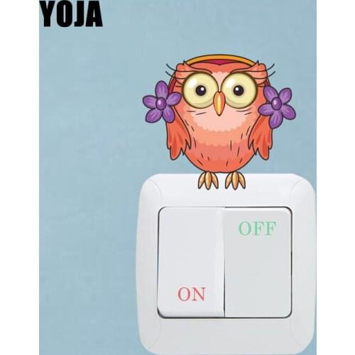 YOJA Lovely Cartoon Colored Flowers Owl Decor Switch Wall Sticker Living Room Bedroom Personalized 10SS0193