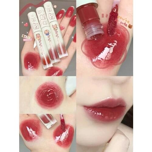 DAIMANPU Mirror Lipstick Matte Texture Lip Gloss Waterproof Sweat Resistant Long Lasting Lip Glaze Sexy Red Lip Makeup TSLM2