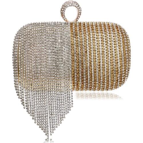 Women Evening Bags Finger Ring Diamonds Evening Bag Day Clutches Chain Shoulder Purse Handbags Tassel Lady Messenger YM1068