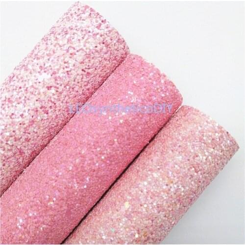 1PC 21X29CM Glitter Fabirc, Chunky Glitter Leather, PINK Glitter Leather Sheets For Making Bows LEOsyntheticoDIY T63B