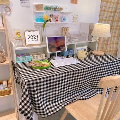 1pcs cute Black And White Lattice Theme Party Tablecloth Grid Plaid Plastic Tablecloth Tablecover 140*100cm