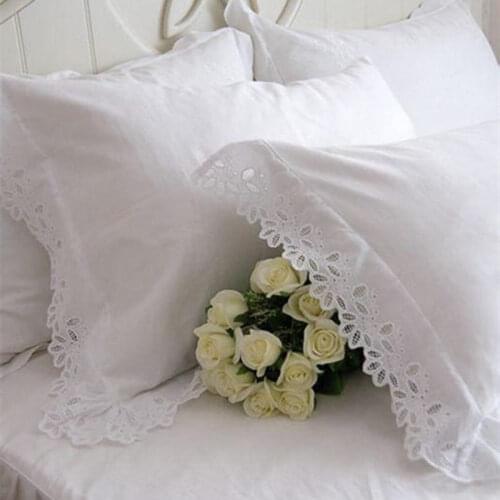 2pcs pure white pillow case hollow out Embroidered lace pillow cover bedding pillow cases home textile pillow sham no filler