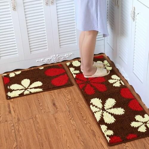 2pcs/set New Cut flower kitchen rug Bathroom Set Carpet Absorbent Non-Slip Pedestal Rug Lid Toilet Cover Bath Mat