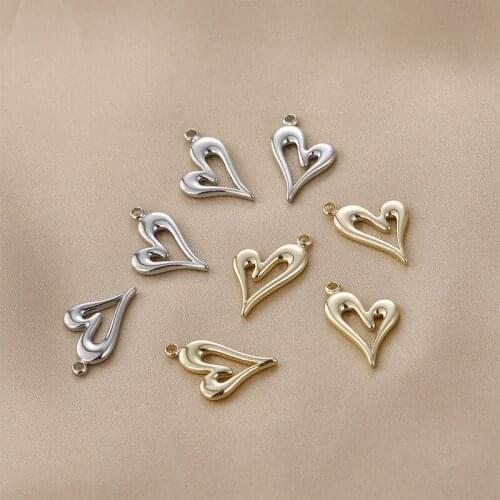 High Quality Copper 14K Gold Silver Plated Hollow Heart Charms 2pcs/lot For DIY Fashion Jewelry Making Finding Accessories