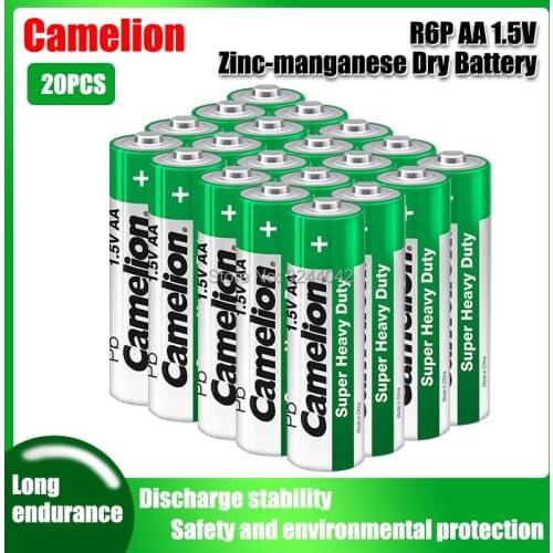 20pcs Original Camelion R6P 1.5V AA Zinc-manganese Dry Battery No Mercury Dry Battery For Electric Toy Flashlight Clock Mouse